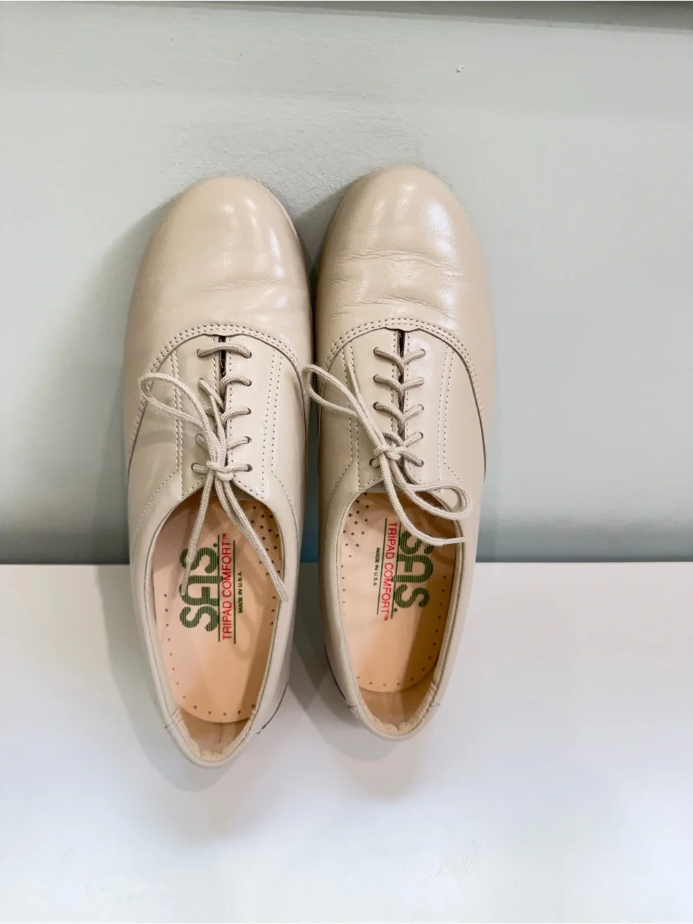 SAS Tripad Comfort Shoes Womens 7.5M Beige Leather Lace Up Walking Orthotic USA